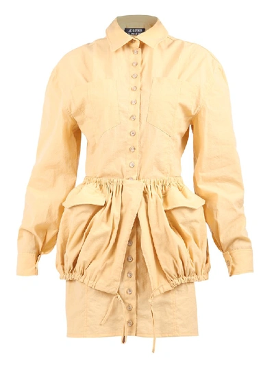 Shop Jacquemus Mini Shirt Dress In Yellow