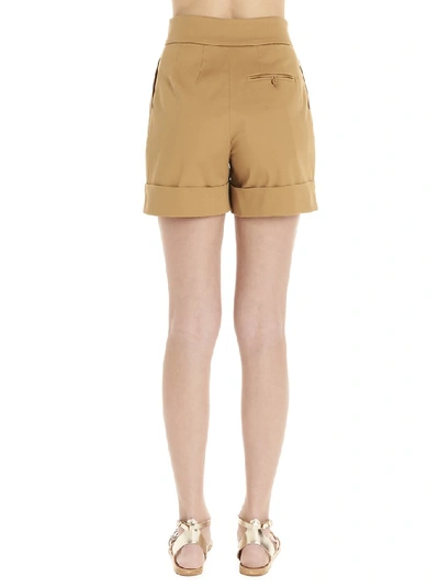 Shop Alberta Ferretti High Waist Shorts In Beige