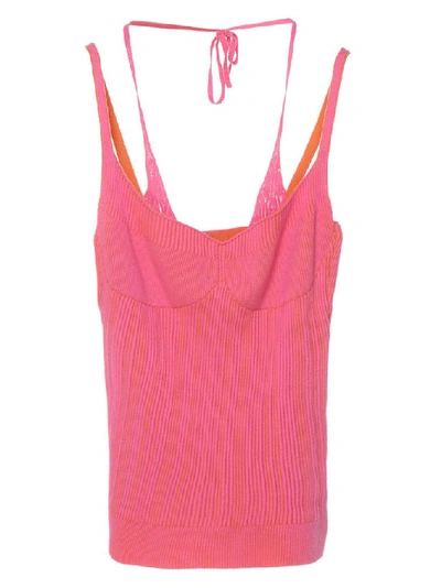 Shop Jacquemus Knitted Tank Top In Pink