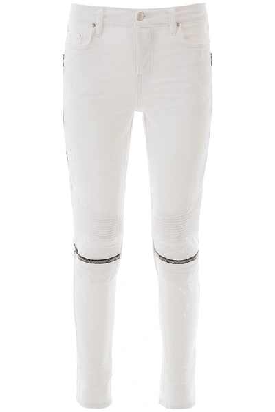 Shop Amiri Zipped Skinny Jeans In White