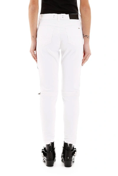 Shop Amiri Zipped Skinny Jeans In White