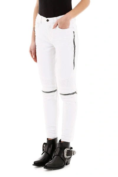 Shop Amiri Zipped Skinny Jeans In White