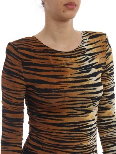 Shop Alexandre Vauthier Tiger Print Bodycon Dress In Multi