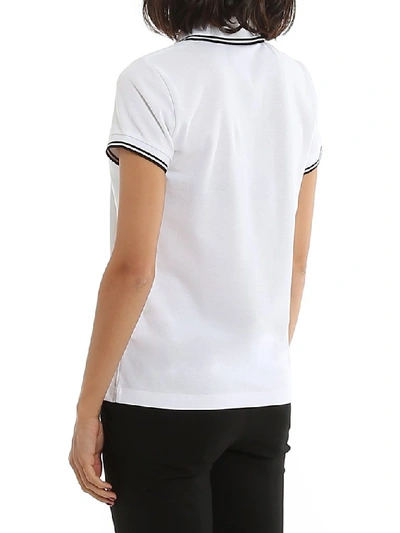 Shop Moncler Logo Patch Polo Shirt In White