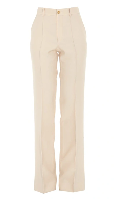 Shop Gucci High Waisted Flare Pants In Beige