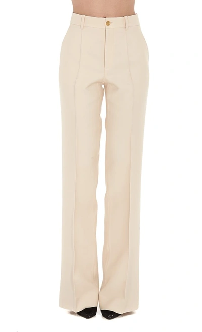 Shop Gucci High Waisted Flare Pants In Beige