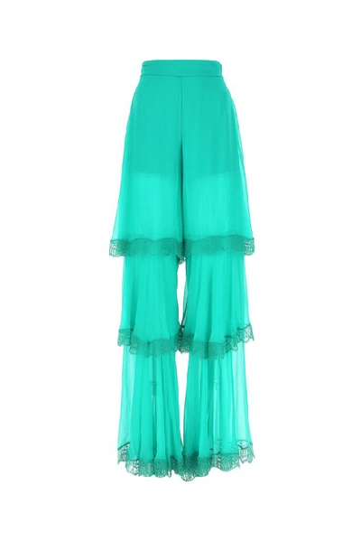 Shop Alberta Ferretti Tiered Pants In Green