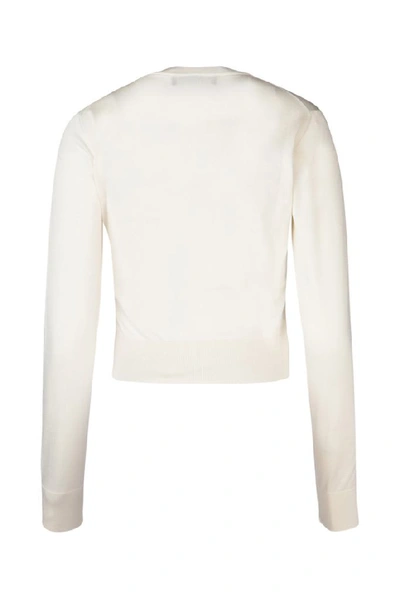 Shop Dolce & Gabbana Floral Applique Sweater In White