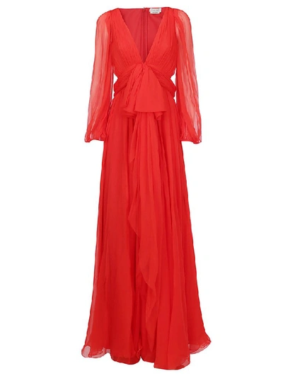 Shop Alexander Mcqueen Draped Maxi Dress In Red