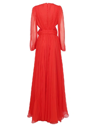 Shop Alexander Mcqueen Draped Maxi Dress In Red