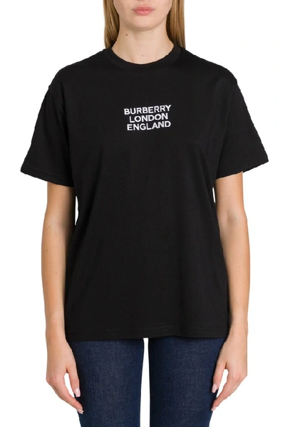 Shop Burberry Logo Embroidered T In Black