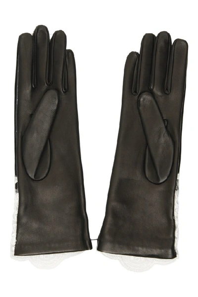 Shop Alessandra Rich Lace Detail Gloves In Black