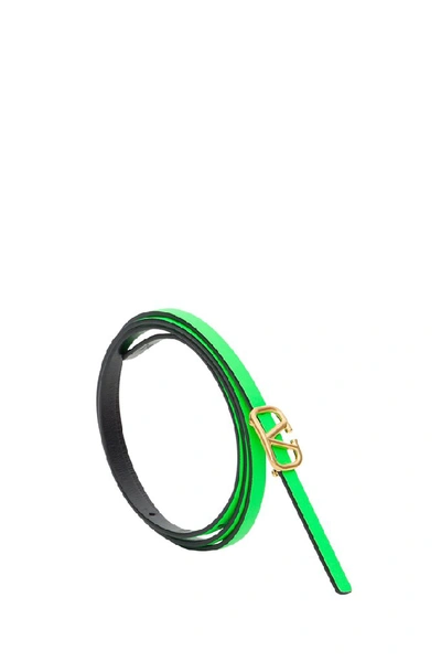 Shop Valentino Garavani Vlogo Slim Belt In Green