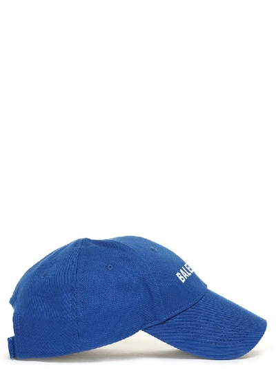 Shop Balenciaga Logo Embroidered Baseball Cap In Blue