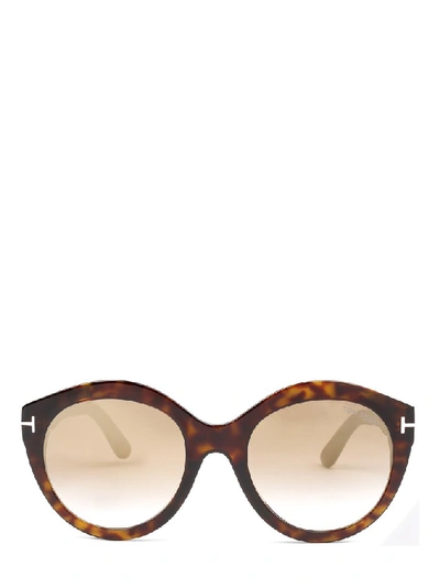 Shop Tom Ford Round Frame Sunglasses In Brown