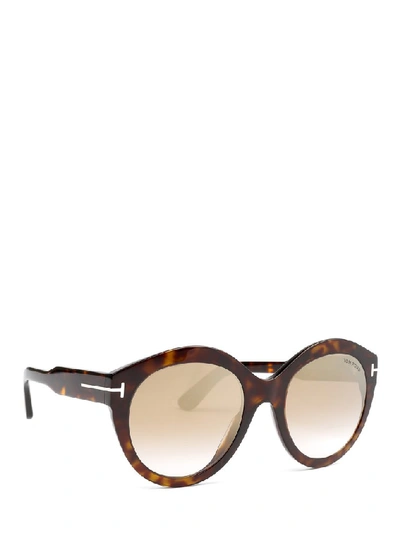 Shop Tom Ford Round Frame Sunglasses In Brown