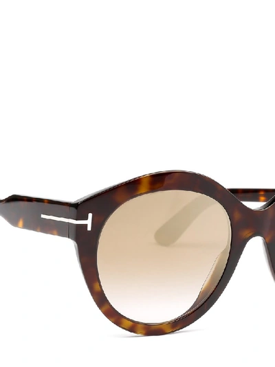 Shop Tom Ford Round Frame Sunglasses In Brown