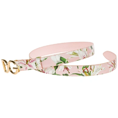 Shop Dolce & Gabbana Logo Floral Belt In Pink