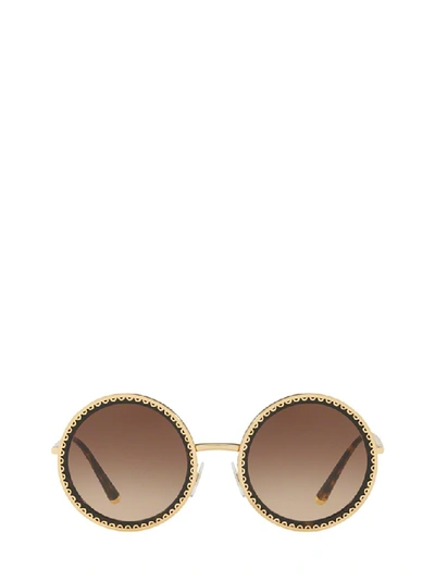 Shop Dolce & Gabbana Eyewear Round Sunglasses In Gold
