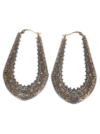 Shop Alexander Mcqueen Embellished Hoop Earrings In Gold