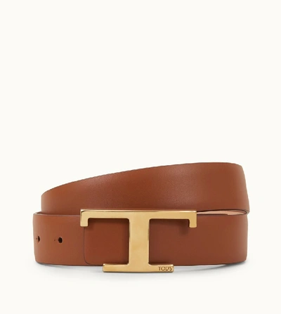 Shop Tod's T Monogram Belt In Brown