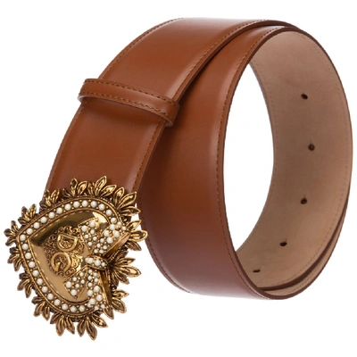 Shop Dolce & Gabbana Devotion Buckle Belt In Brown