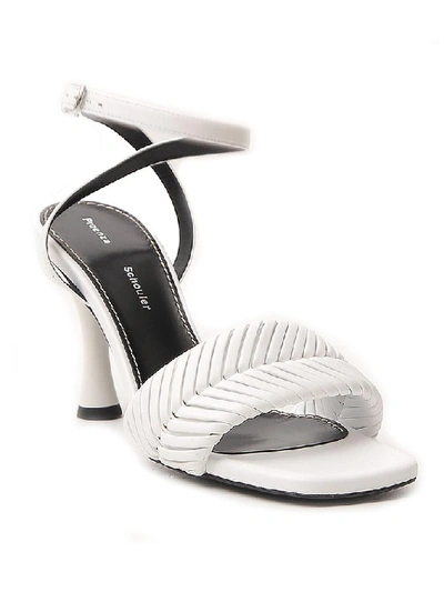 Shop Proenza Schouler Braided High Heel Ankle Strap Sandals In White