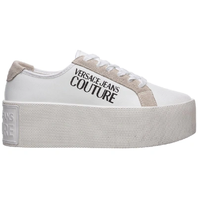 Shop Versace Jeans Couture Womens Shoes Platform Logo Sneakers In White