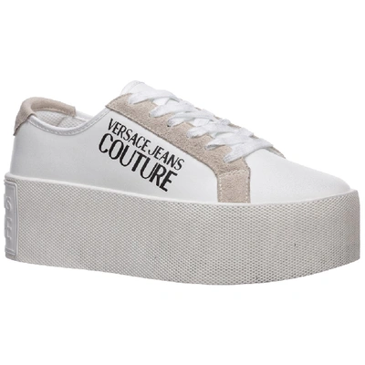 Shop Versace Jeans Couture Womens Shoes Platform Logo Sneakers In White