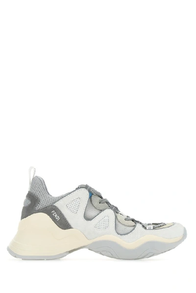 Shop Fendi Panelled Chunky Sole Sneakers In Grey