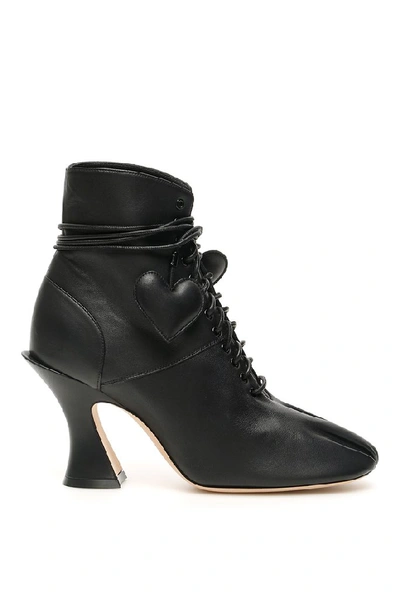 Shop Lanvin Hearts Lace Up Boots In Black
