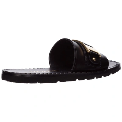 Shop Prada Chain Detail Sandals In Black