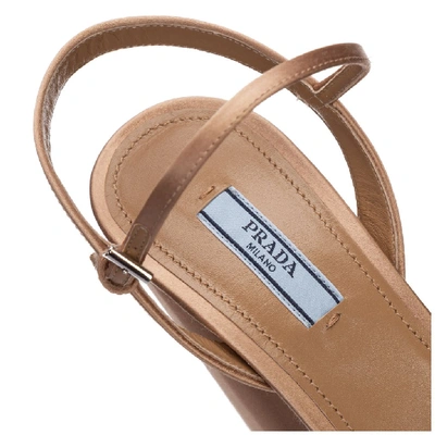 Shop Prada Slingback Platform Sandals In Brown