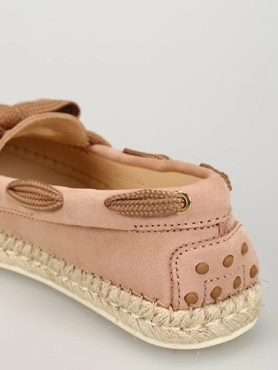 Shop Tod's Braided Sole Gommini Loafers In Pink