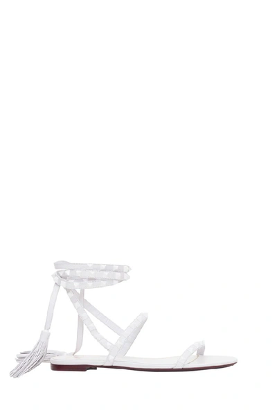 Shop Valentino Garavani Rockstud Flat Sandals In White