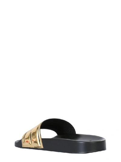 Shop Versace Logo Slides In Gold