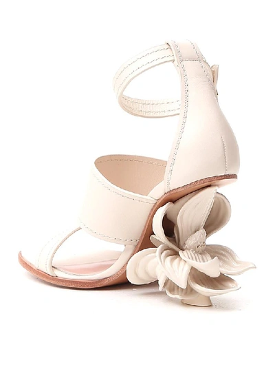 Shop Alexander Mcqueen No.13 Flower Heel Sandals In White