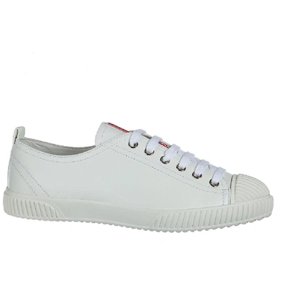 Shop Prada Logo Patch Sneakers In White