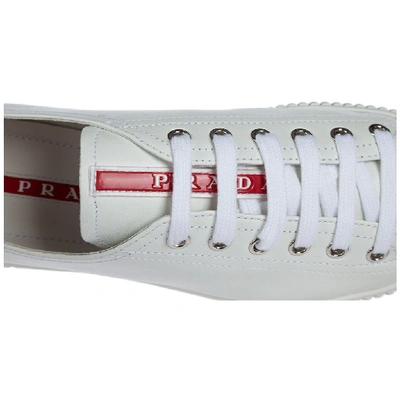Shop Prada Logo Patch Sneakers In White
