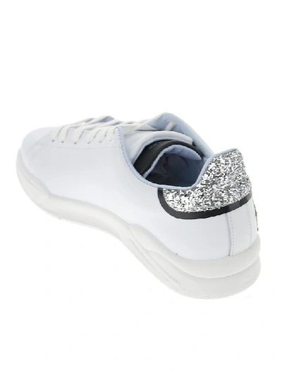 Shop Chiara Ferragni Glittered Star Sneakers In White