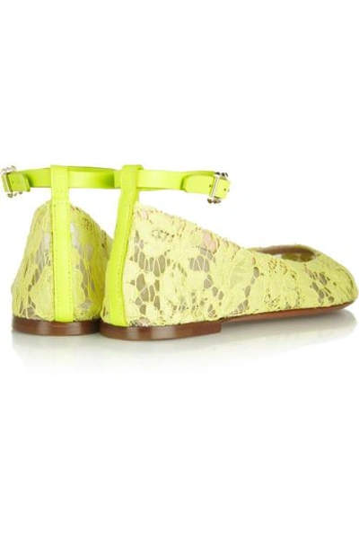 Shop Valentino Lace Ballet Flats In Yellow