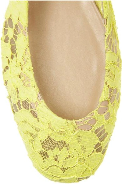 Shop Valentino Lace Ballet Flats In Yellow