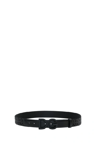Shop Dolce & Gabbana Allover Logo Belt In Black