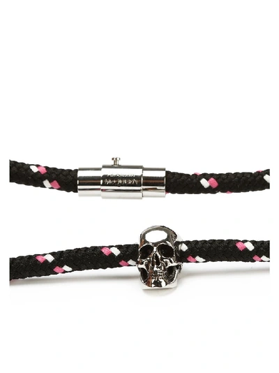 Shop Alexander Mcqueen Skull Woven Bracelet In Black