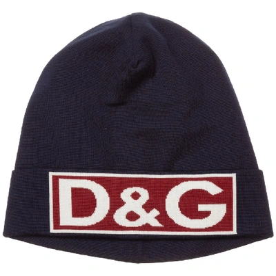 Shop Dolce & Gabbana Logo Patch Beanie In Blue