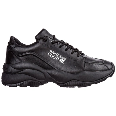 Shop Versace Jeans Couture Logo Panelled Sneakers In Black