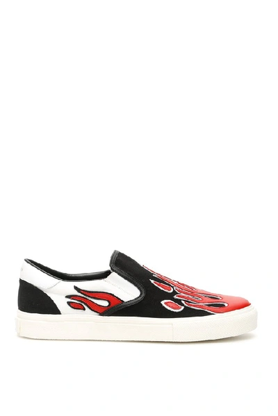 Shop Amiri Flame Patch Slip On Sneakers In Multi