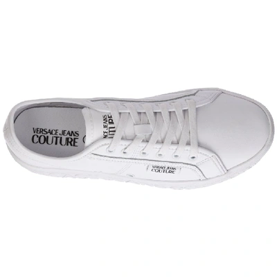 Shop Versace Jeans Couture Logo Embossed Sneakers In White