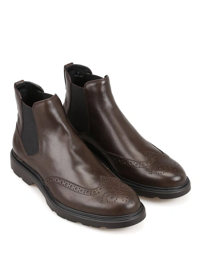 Shop Hogan Route Chelsea Boots In Brown