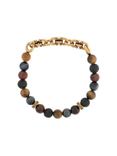 Shop Ferragamo Gancini Bead-embellished Bracelet In Black